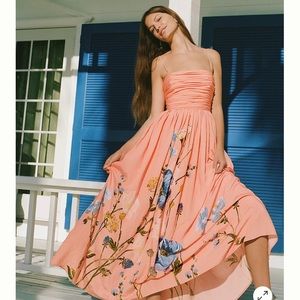 New Anthropologie The Lorelei Ruched-Bodice Midi Dress size Small